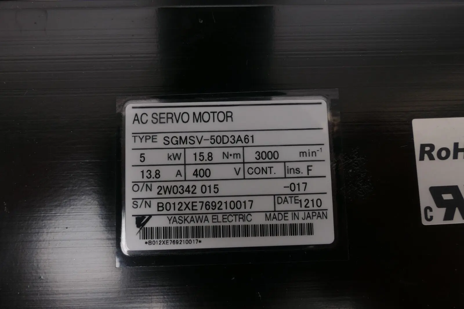 Yaskawa Electric AC Servo Motor 3000r/min | SGMSV-50D3A61