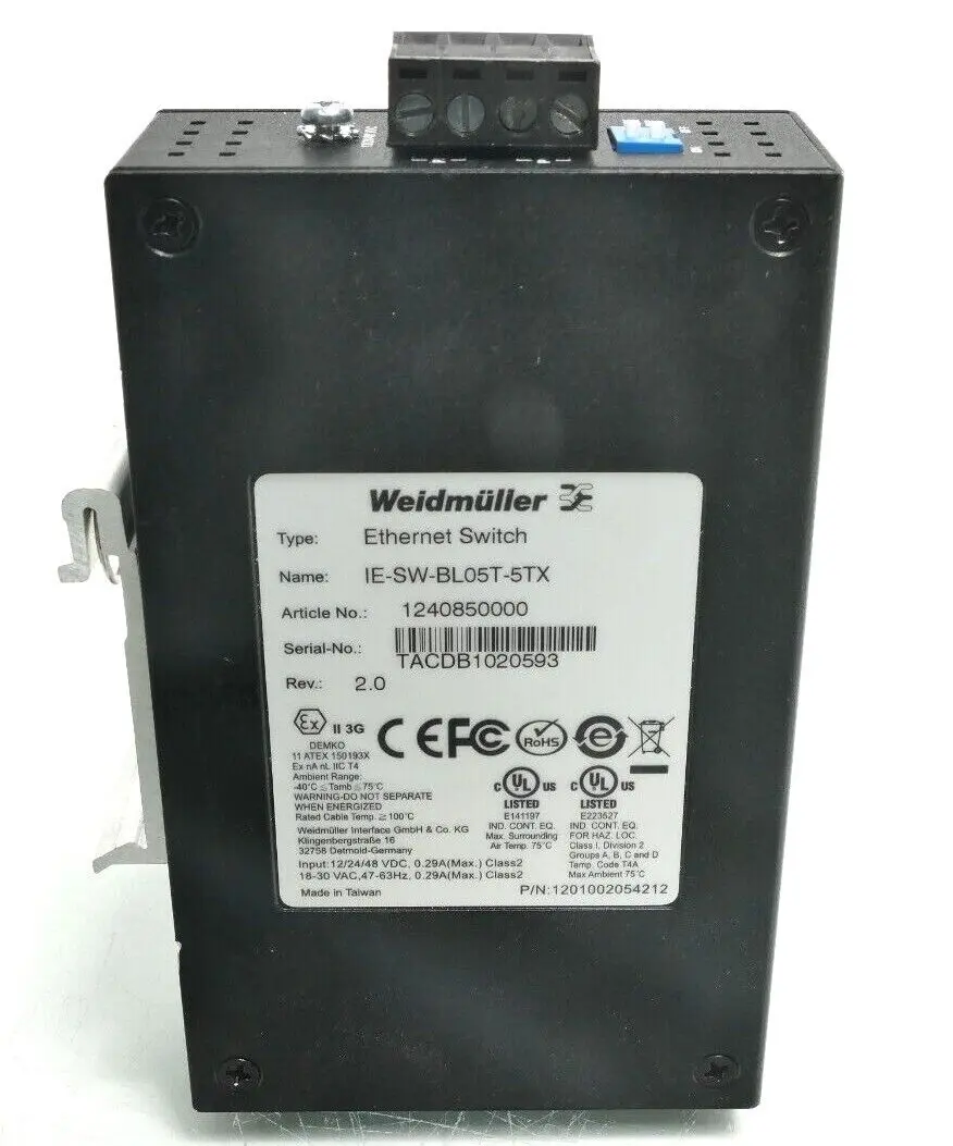 Produktfoto 1 von Weidmüller Ethernet Switch IE-SW-BL05T-5TX | Rev. 2.0 | 1240850000