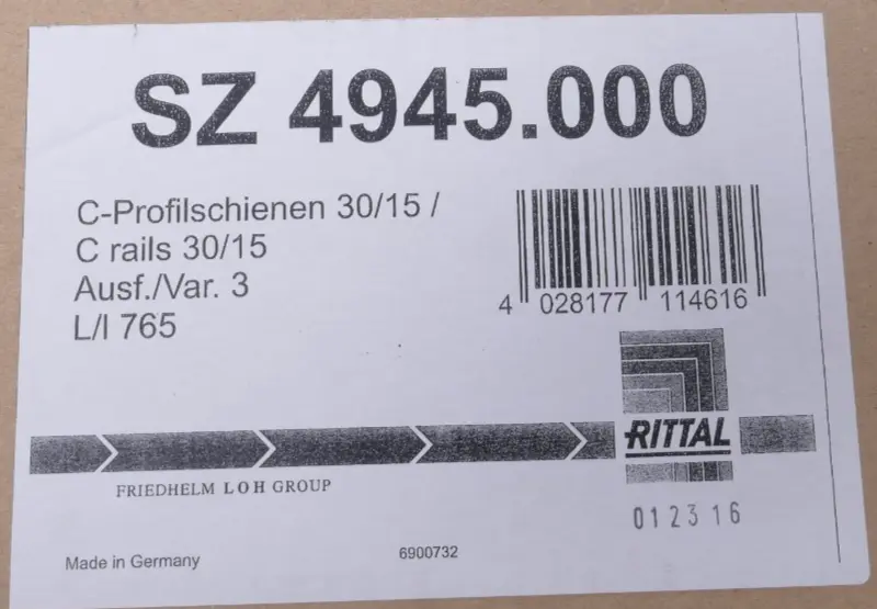 Produktfoto 1 von 4x Rittal C-Profilschienen 30/15 755mm | SZ 4945.000