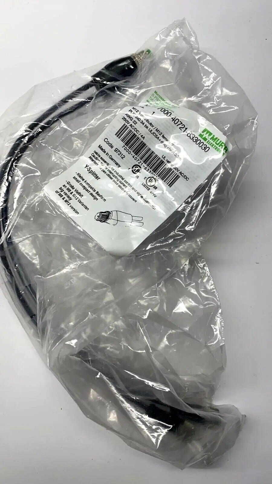 Produktfoto 1 von Murr Elektronik Y-Verteiler M12 St. / M12 Bu. 0° | 7000-40721-6330030