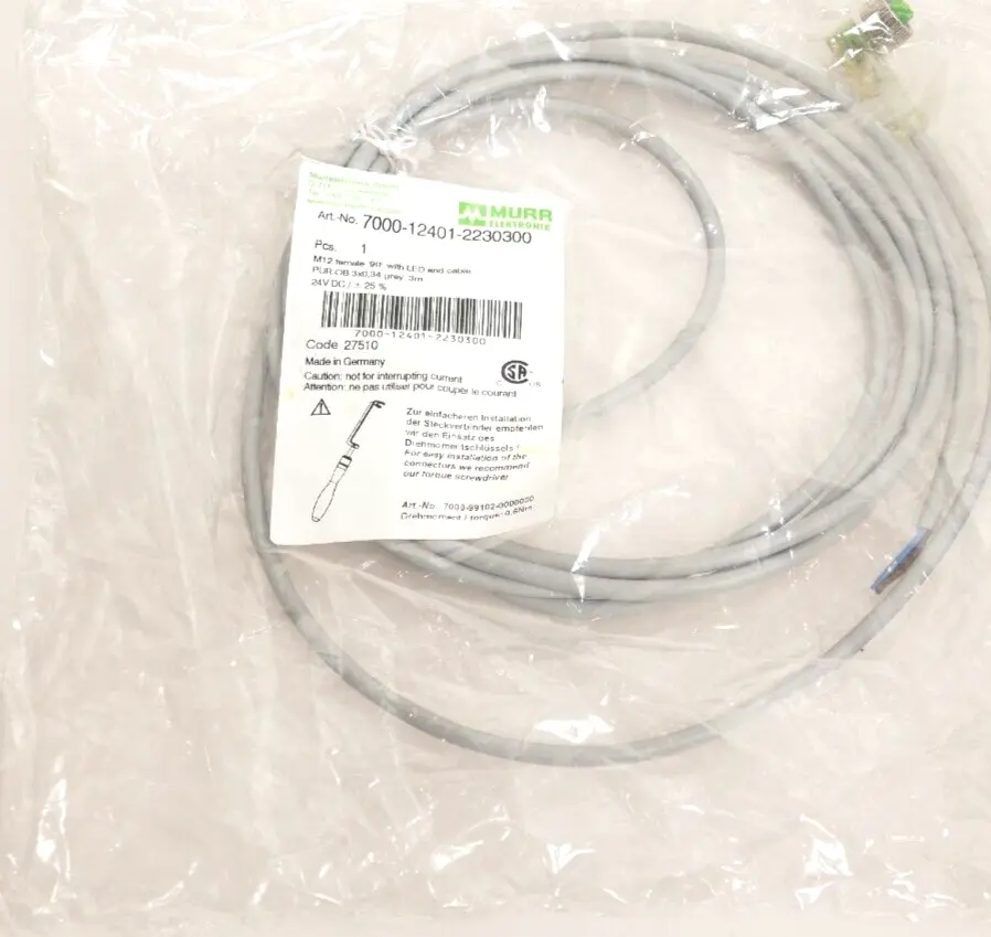Murr Elektronik M12 Bu. 90° A-kod. freies Ltg-ende LED 3m | 7000-12401-2230300