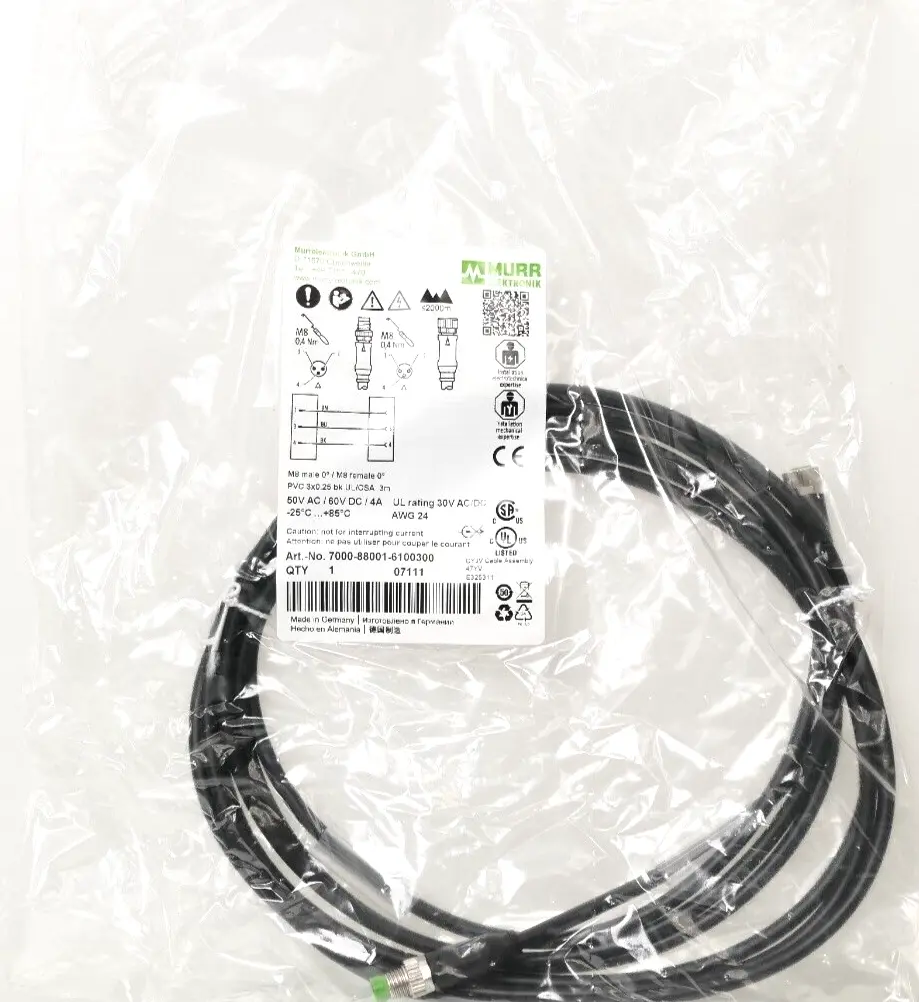 Produktfoto 1 von Murr Elektronik M8 St. 0° / M8 Bu. 0° Kabel 3m | 7000-88001-6100300