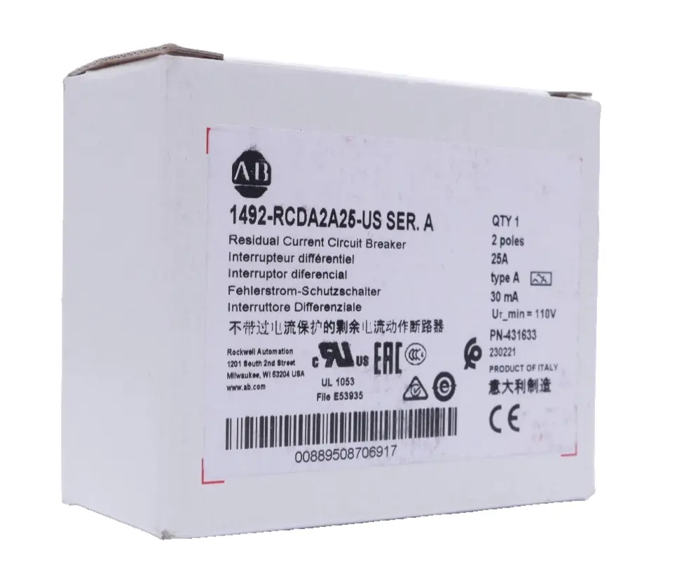 Produktfoto 1 von Allen-Bradley Fehlerstrom-Schutzschalter | Ser:A | 1492-RCDA2A25-US