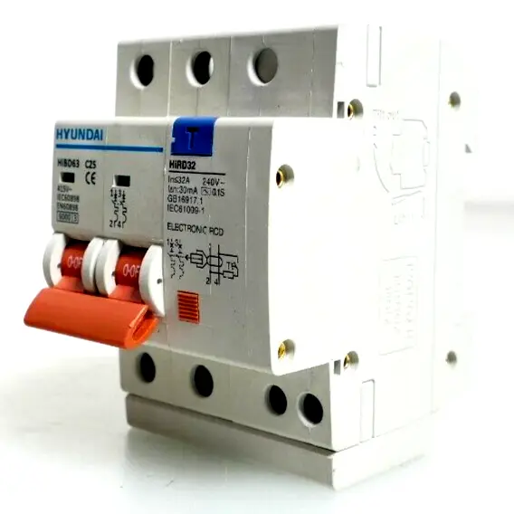 Produktfoto 1 von Hyundai HiBD63 C25 Circuit Breaker 415V | HiRD32 | 32A 30mA | HiBD63C25