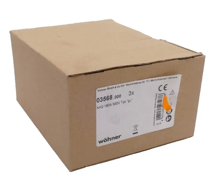 Produktfoto 1 von 3x Wöhner 03568 Sicherungseinsatz NH-2 160  A ~500V gL 120 kA 03568.000
