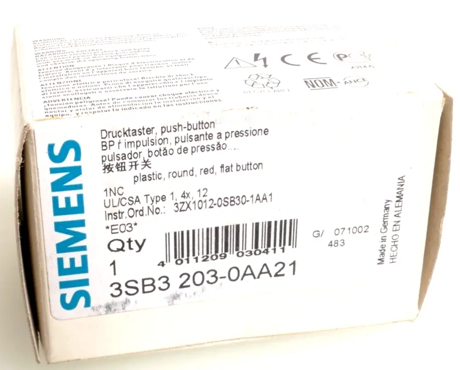 Produktfoto 1 von Siemens Drucktaster 3SB3 203-0AA21 | E:03 | 3SB3203-0AA21