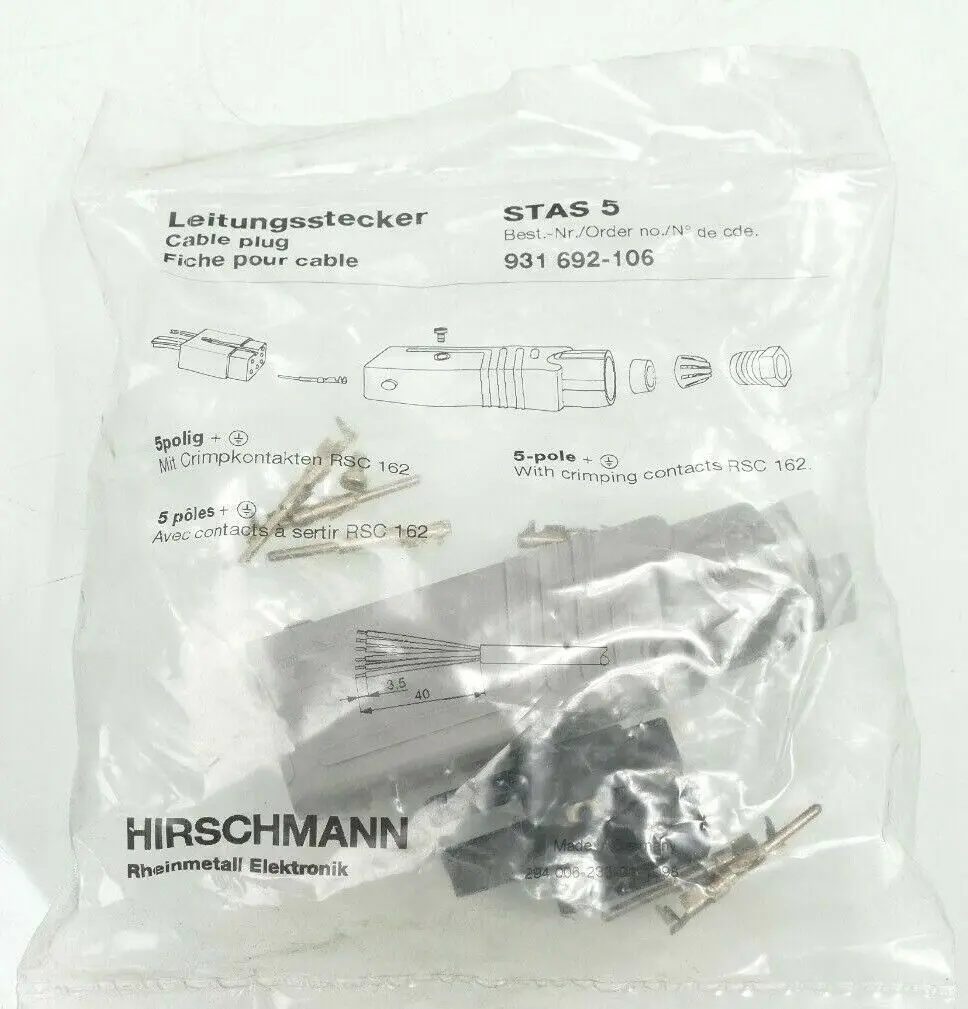 Produktfoto 1 von Hirschmann Leitungsstecker STAS 5 | 931 692-106