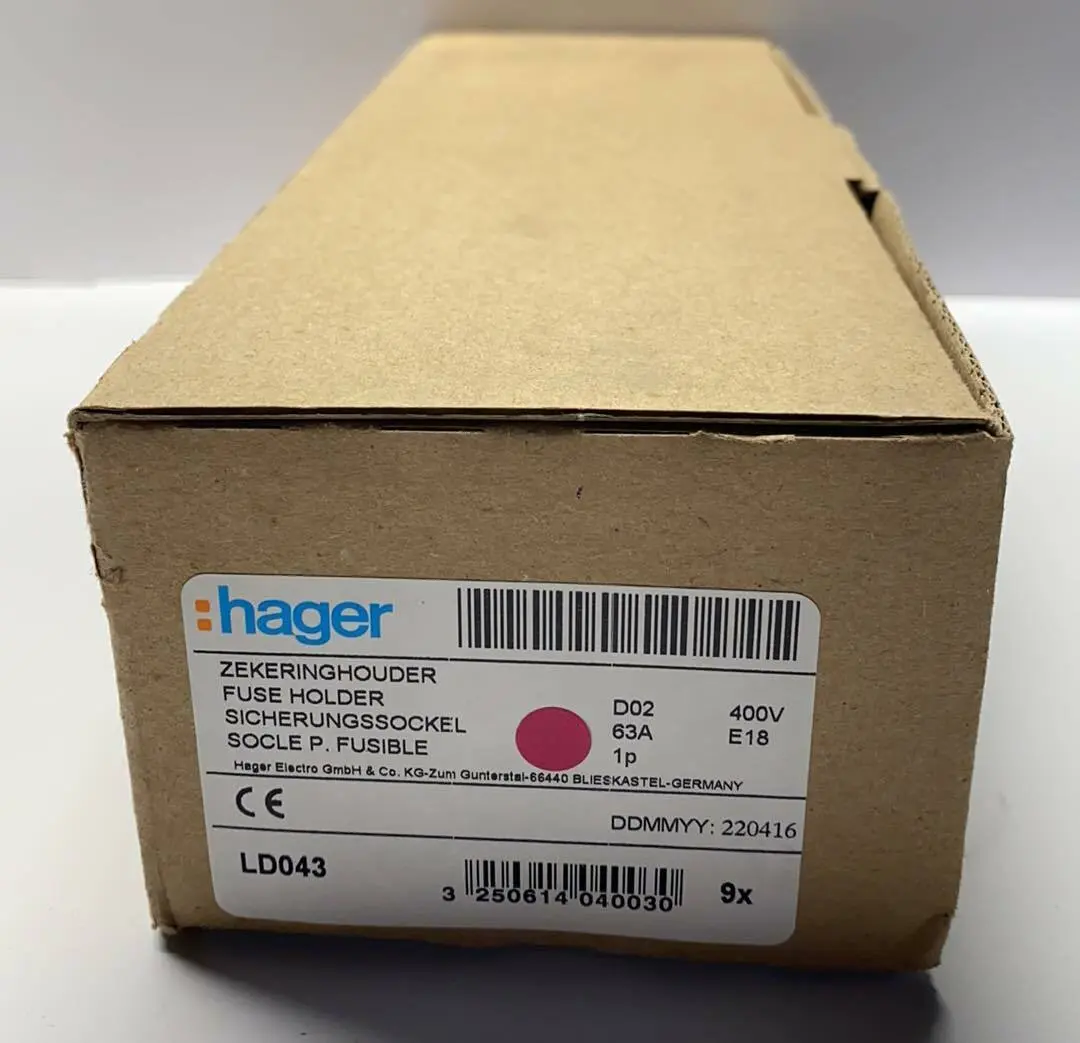 Produktfoto 1 von 9x Hager Sicherungssockel D02 63A 400V | LD043