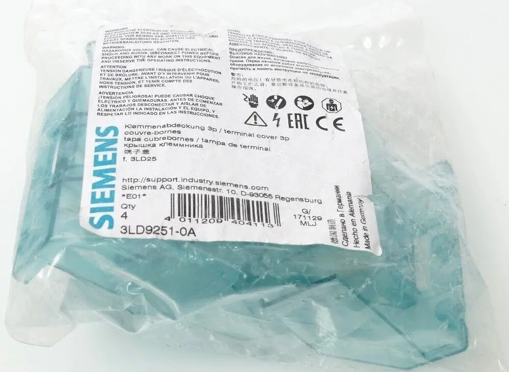 Produktfoto 1 von 4x Siemens Klemmenabdeckung 3p | 3LD9 251-0A | 3LD9251-0A
