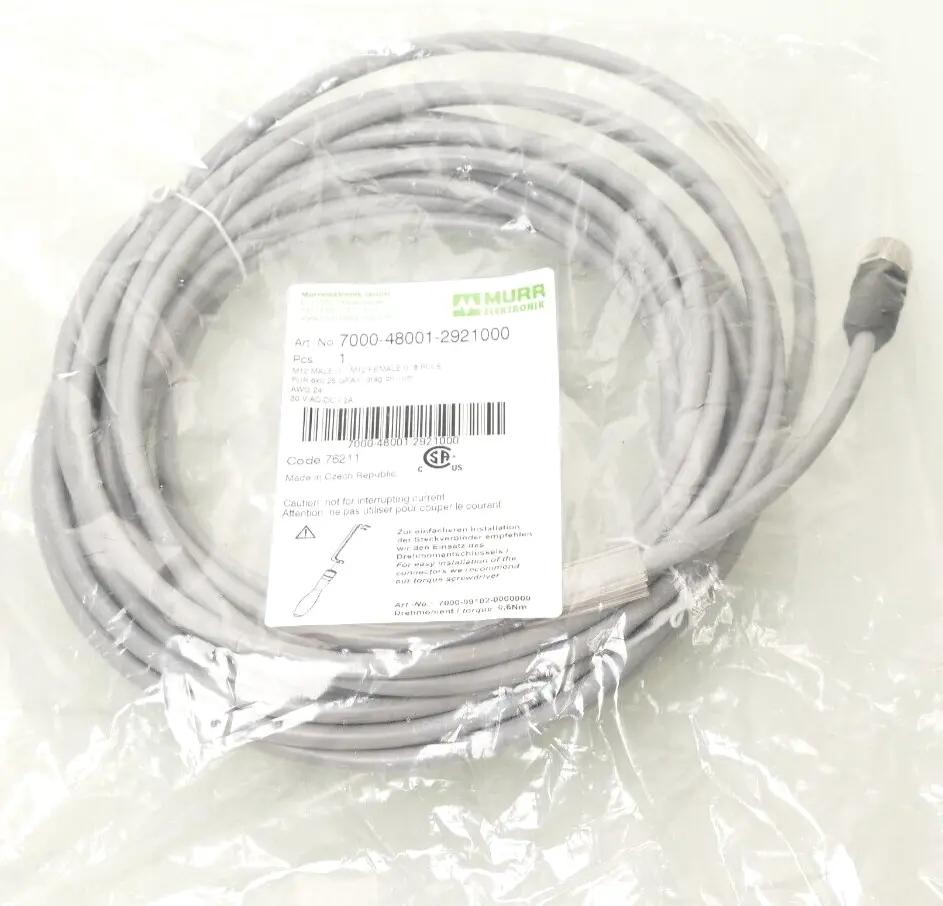 Produktfoto 1 von Murr Elektronik M12 St. 0° / M12 Bu. 0° Steckverbinder 10m | 7000-48001-2921000