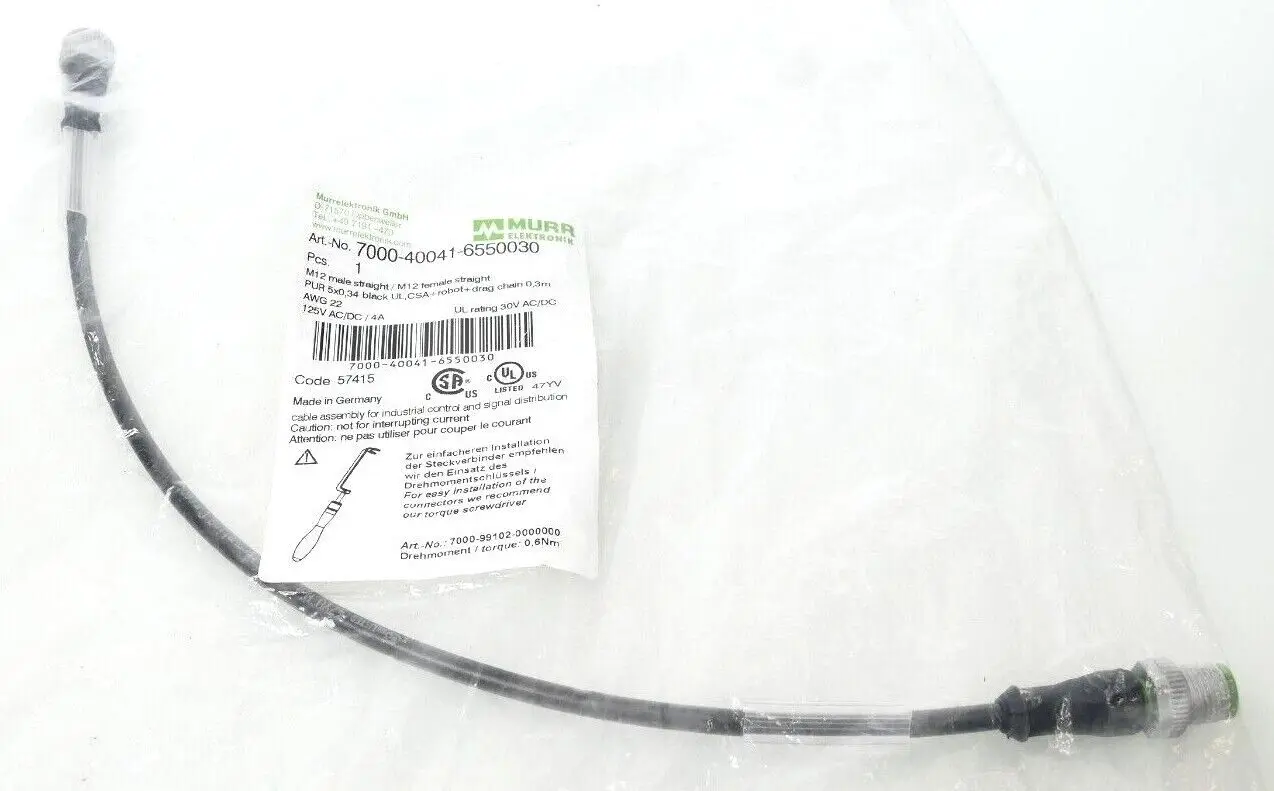 Produktfoto 1 von Murr Elektronik M12 St. 0° / M12 Bu. 0° A-kod. Kabel 0,3m | 7000-40041-6550030