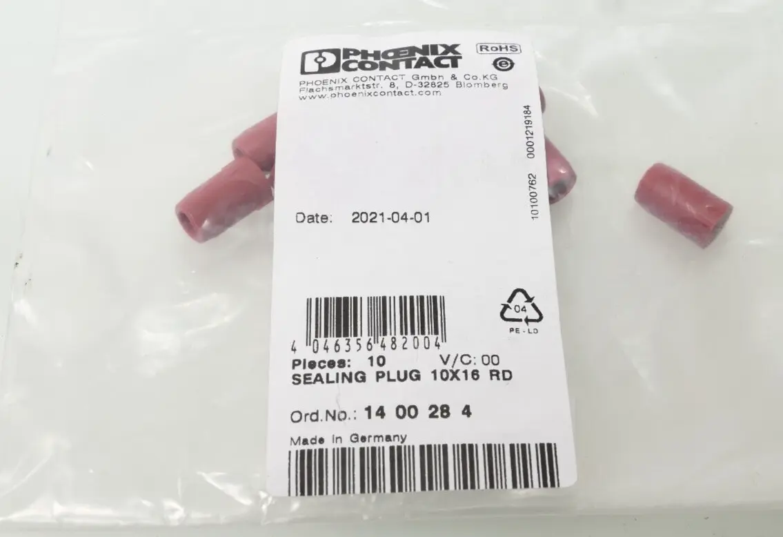 Produktfoto 1 von 10x Phoenix Contact 1400284 Sealing Plug 10x16 RD