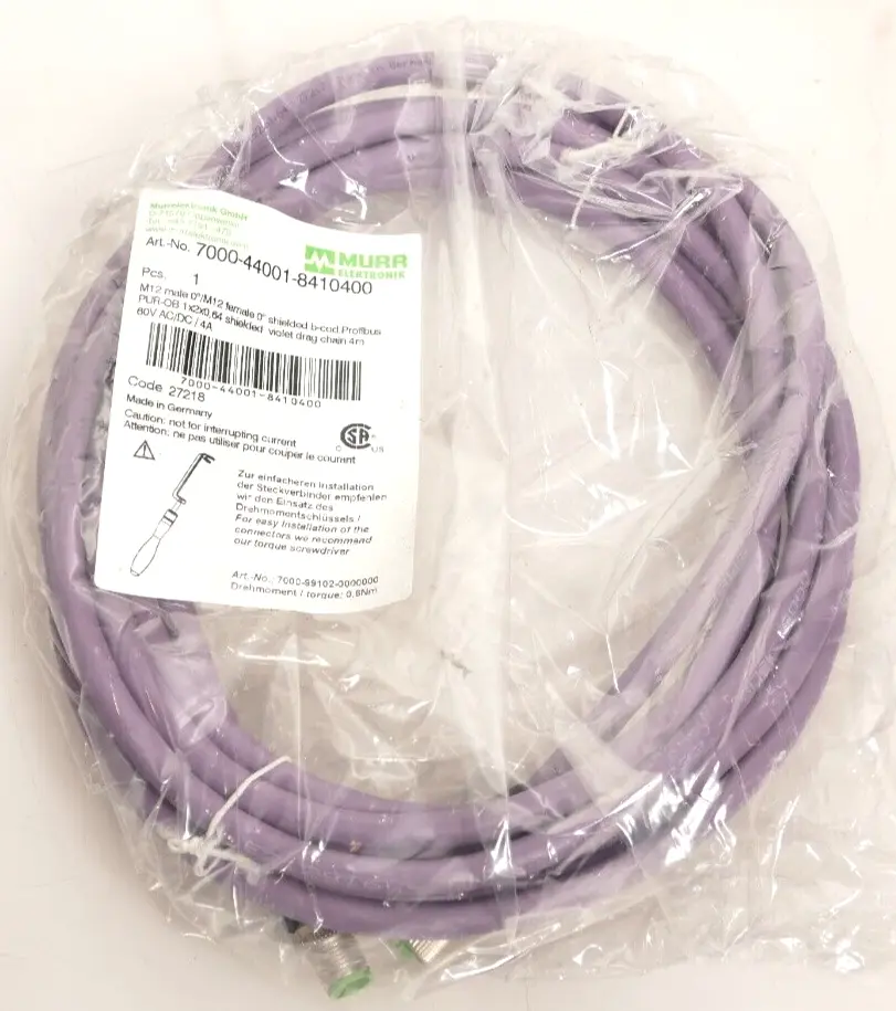 Produktfoto 1 von Murr Elektronik M12 St. 0° / M12 Bu. 0° B-kod. Kabel 4m | 7000-44001-8410400