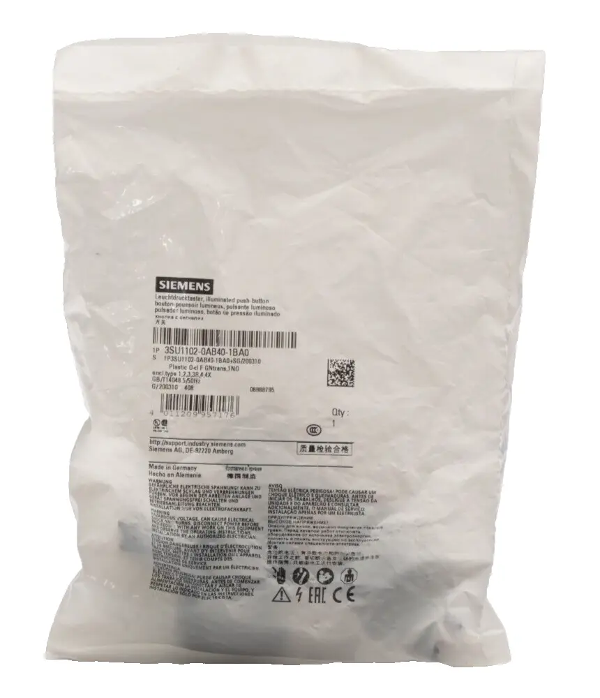 Produktfoto 1 von Siemens Leuchtdrucktaster 3SU1 102-0AB40-1BA0 | 3SU1102-0AB40-1BA0