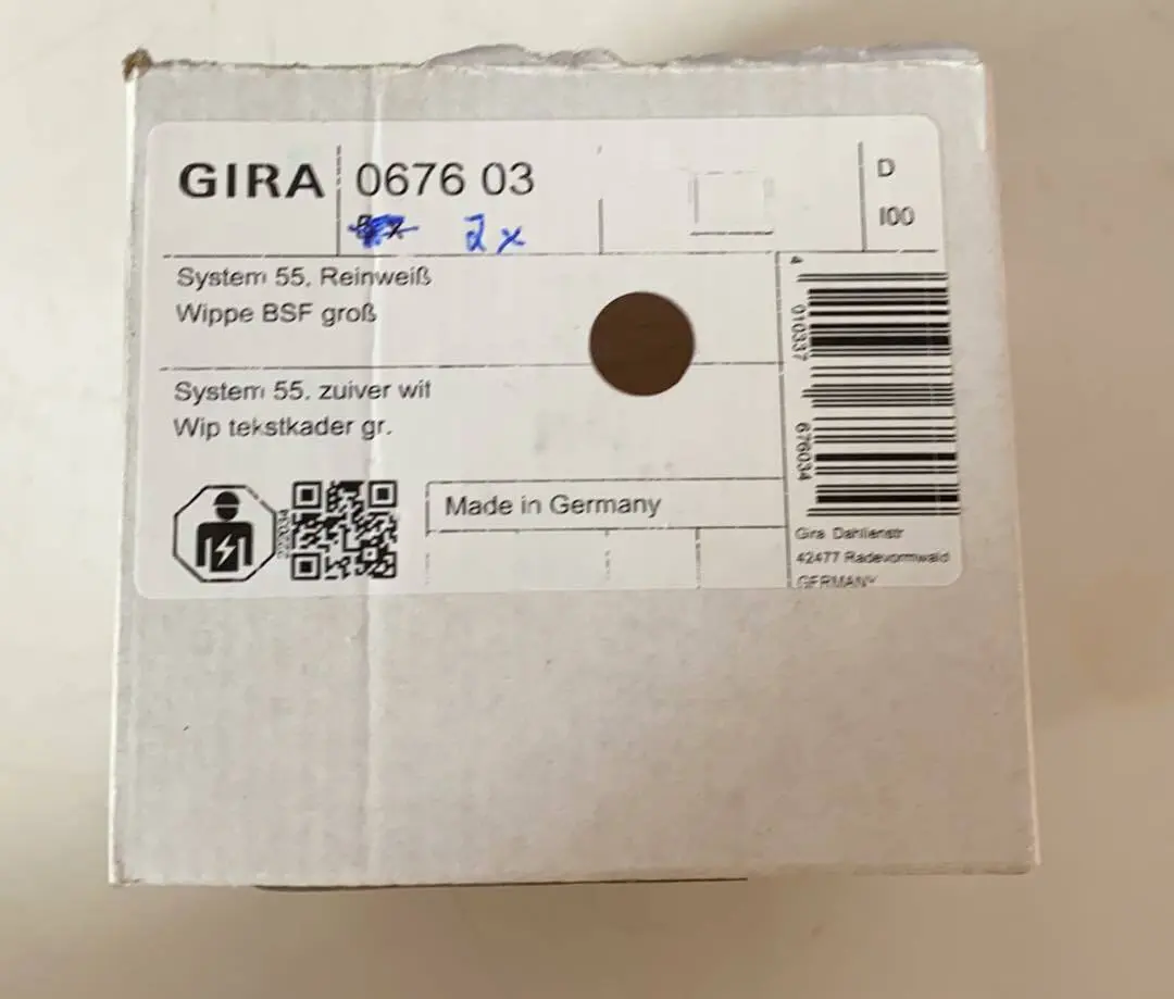 Produktfoto 1 von 2x Gira System 55 Wippe mit Schriftfeld reinweiss glänzend | 067603