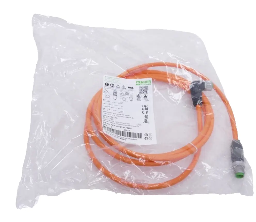 Produktfoto 1 von Murr Elektronik M12 St. 0° / M12 Bu. 90° A-kod. Kabel 2m | 7000-40121-4870200