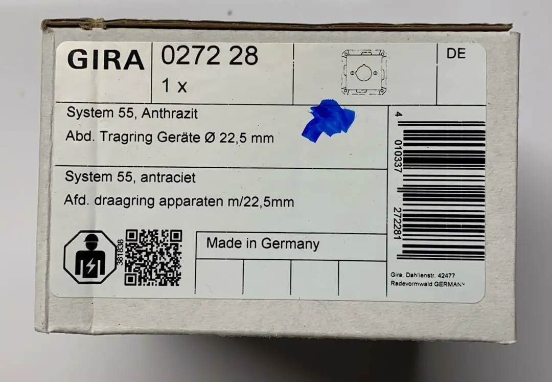 Produktfoto 1 von GIRA Abzweigdose System 55 Anthrazit Abdeckung Tragring Geräte Ø22,5mm | 027228