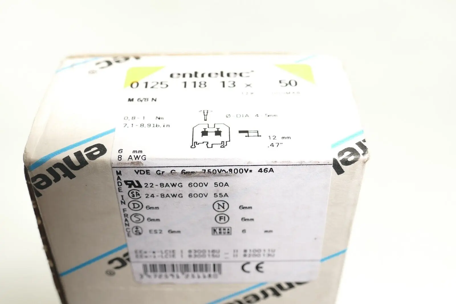 50x Entrelec 012511813 Durchgangsklemme | 0125 118 13 | 0,8-1 Nm