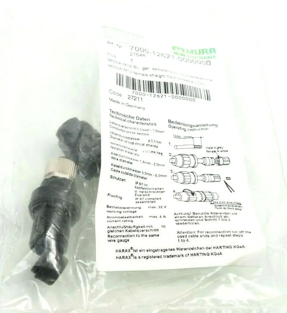 Produktfoto 1 von MURRELEKTRONIK 27648 MOSA M12 Steckverbinder 7000-12621-0000000