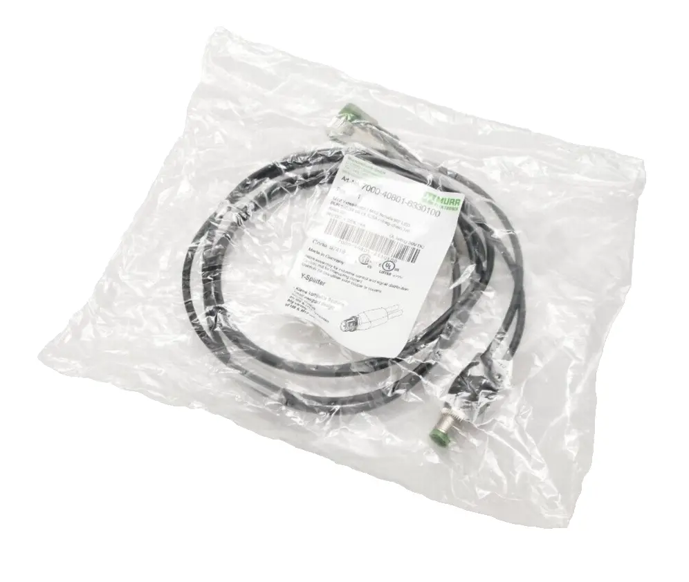 Produktfoto 1 von Murr Elektronik Y-Verteiler M12 St. M12 Bu. 90° A-kod. 1m | 7000-40801-6330100