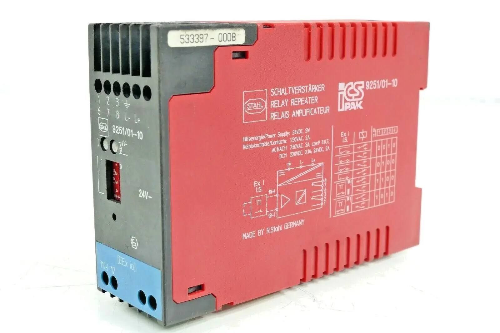 Produktfoto 1 von STAHL 9251/01-10 ICS Pak Relay Repeater Module 24VDC 250VAC