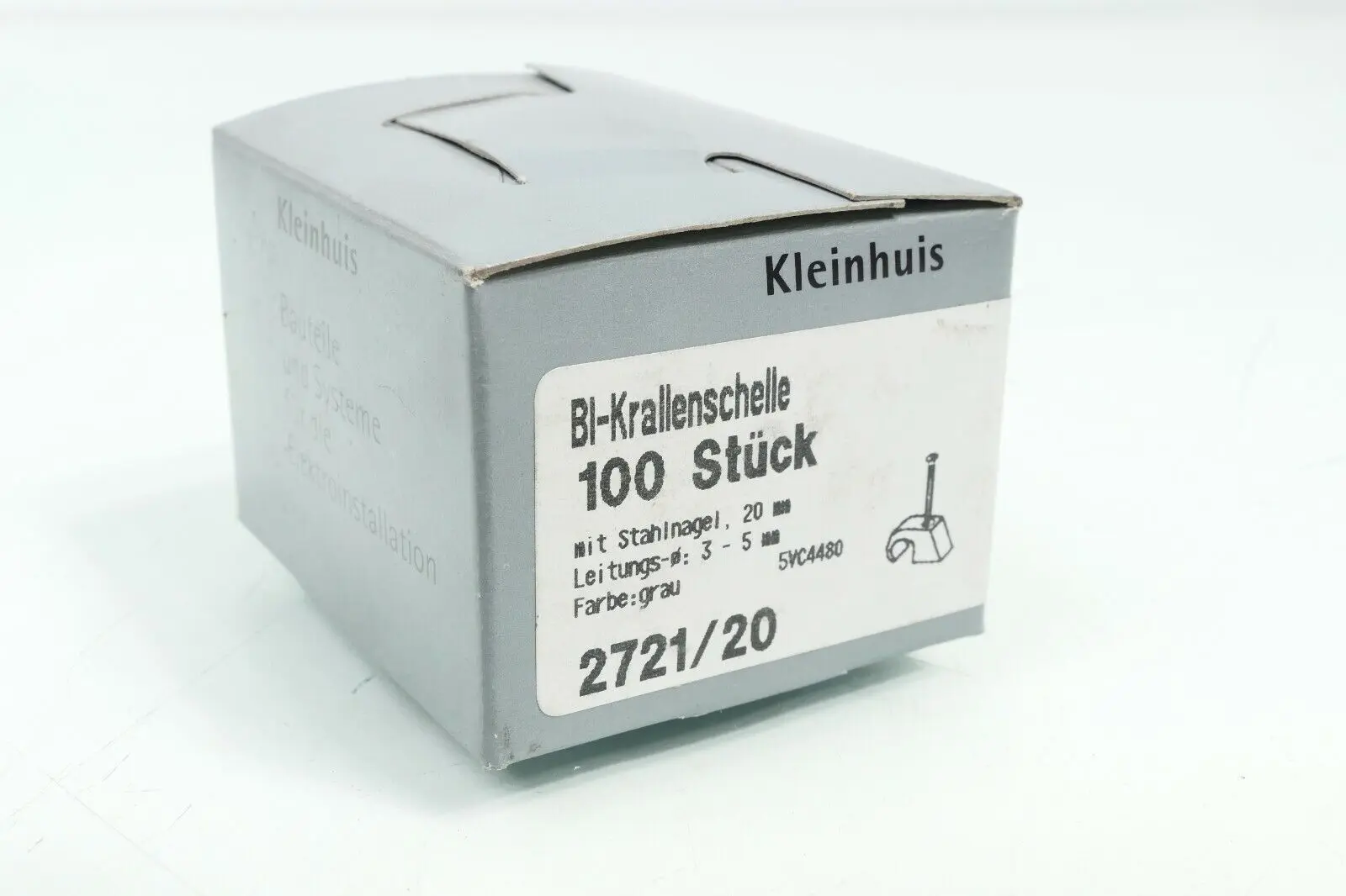 100x Kleinhuis BI-Krallenschelle 3-5mm mit 20mm Stahlnagel | 2721/20