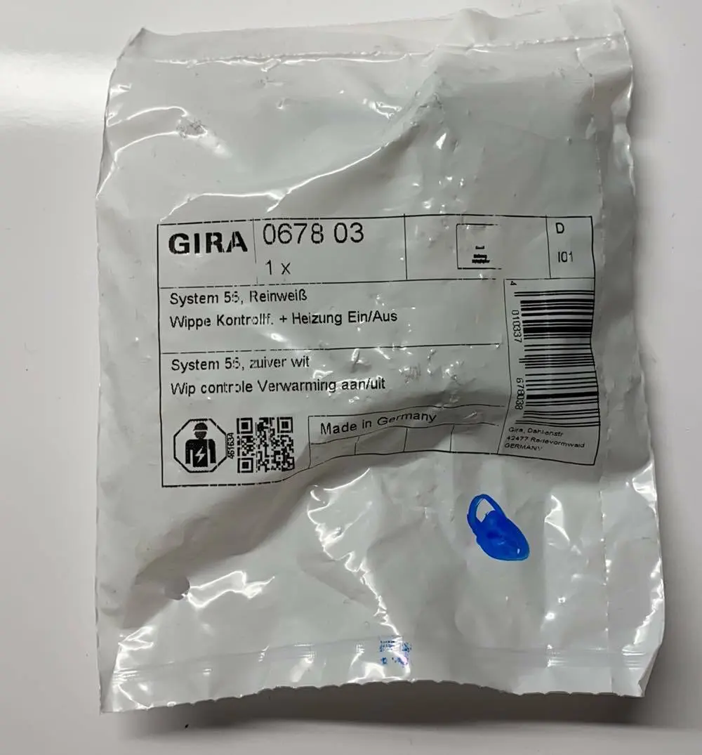 Produktfoto 1 von Gira 0678 03 System 55 Reinweiß Wippe Kontrollfenster + Heizung Ein/Aus | 067803