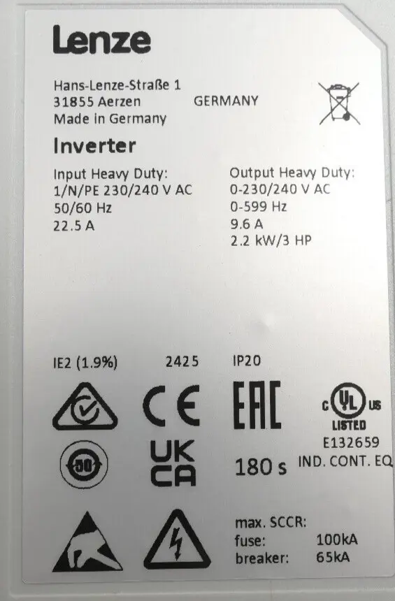 Produktfoto 1 von Lenze i550 Frequenzumrichter 2.2kW | I55AE222B10V10000S