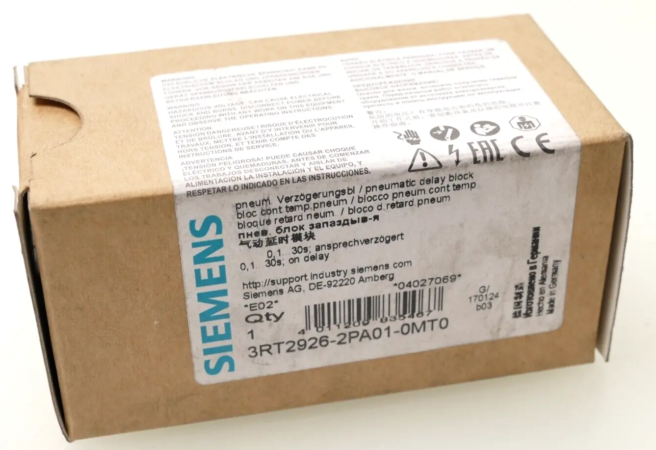 Siemens pneumat. Zeitrelaisblock 3RT2 926-2PA01-0MT0 | E:02 | 3RT2926-2PA01-0MT0