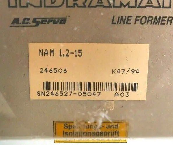 Produktfoto 1 von Indramat A.C. Servo Line Former NAM 1.2-15 | 246506
