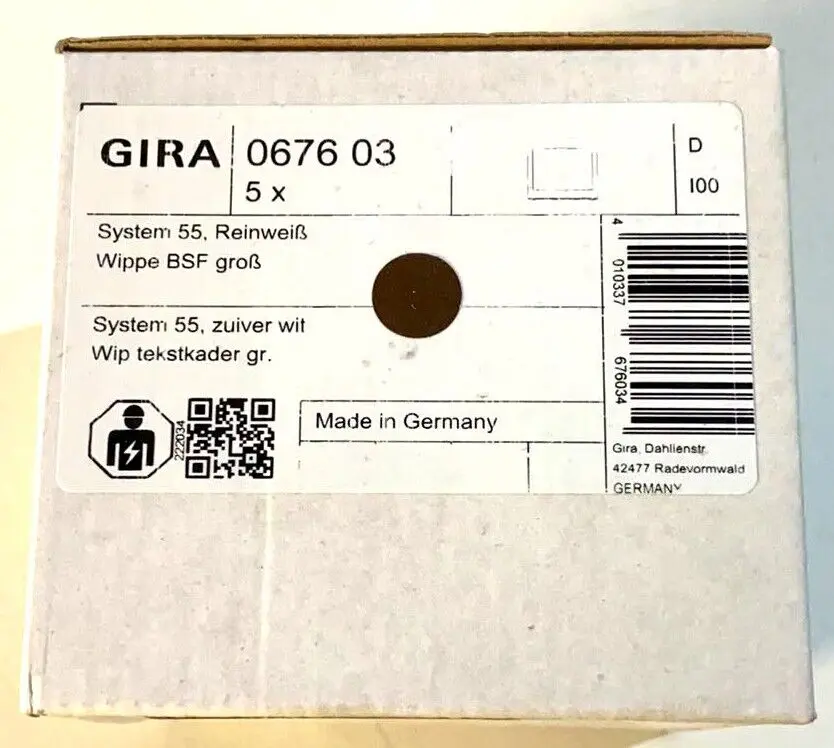 Produktfoto 1 von 5x Gira 067603 Wippe BSF groß reinweiß | System 55