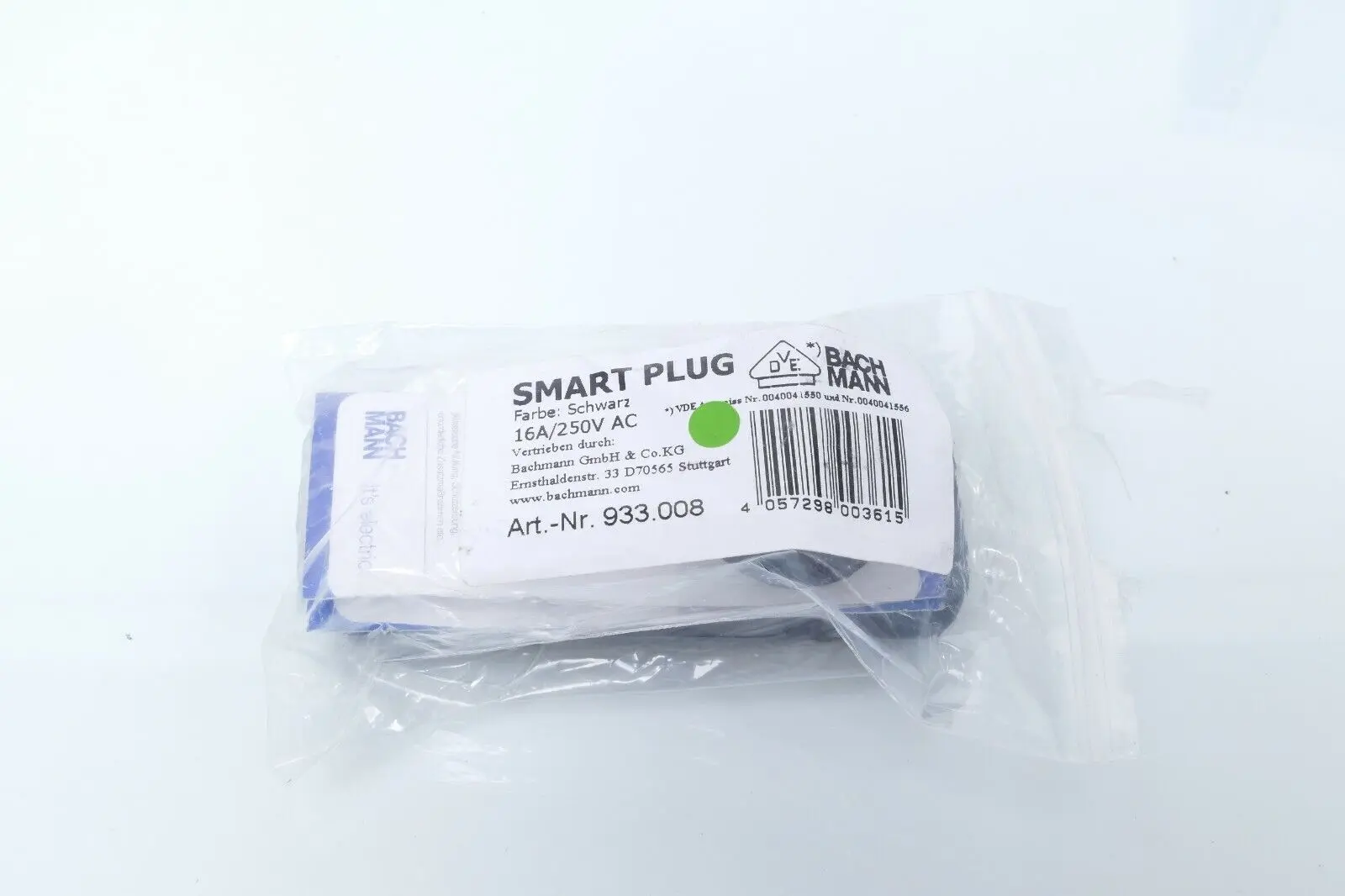 Produktfoto 1 von Bachmann Schutzkontakt-Flachstecker Smart Plug schwarz 16A/250V AC | 933.008