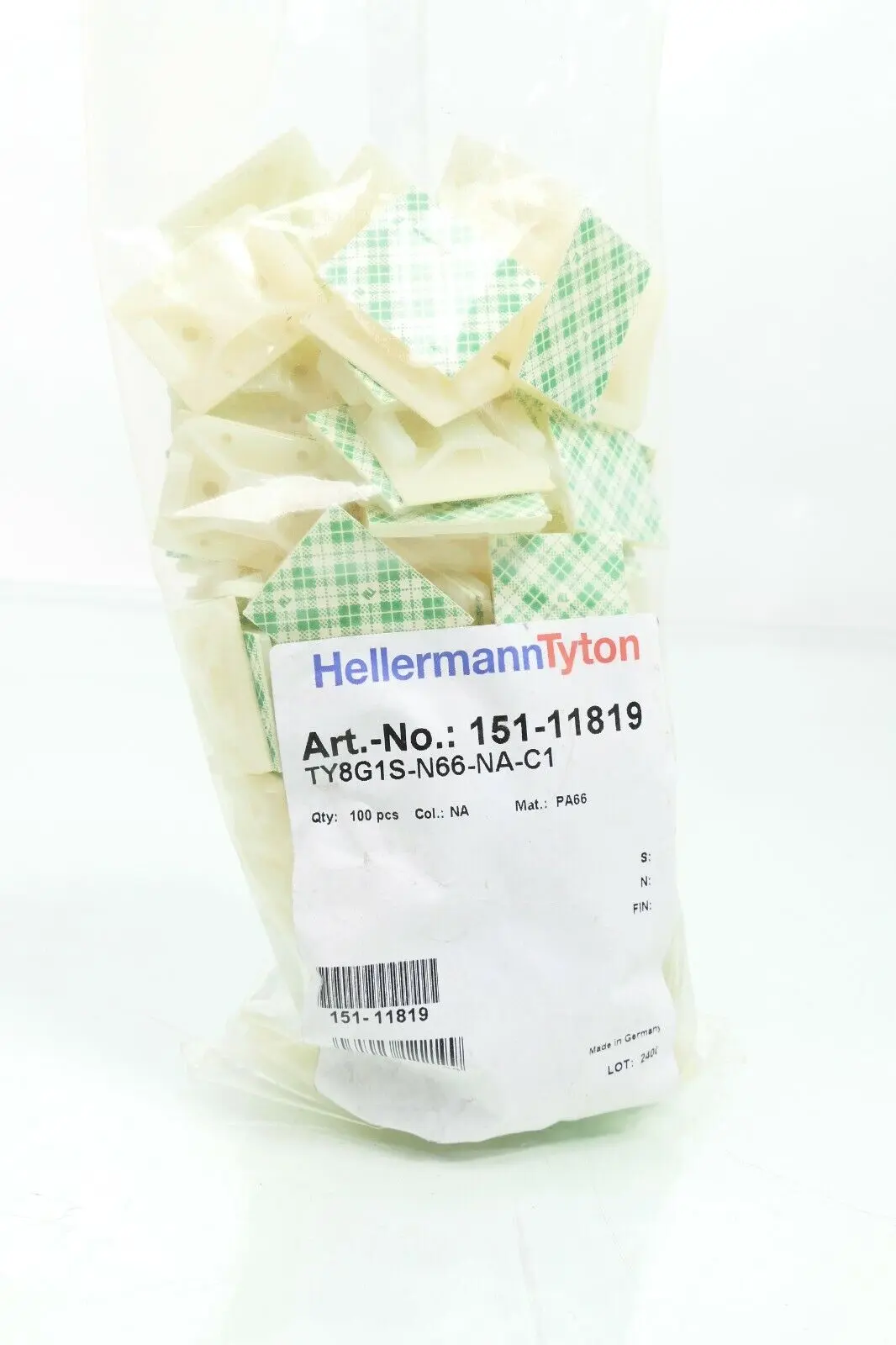 Produktfoto 1 von 100x Hellermann Tyton Klebesockel TY8G1S-N66-NA-C1 | 151-11819