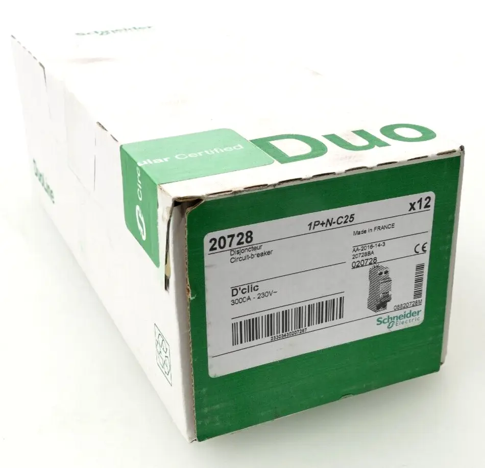 Produktfoto 1 von 12x Schneider Electric D'clic Circuit Breaker 1P+N-C25 | 20728