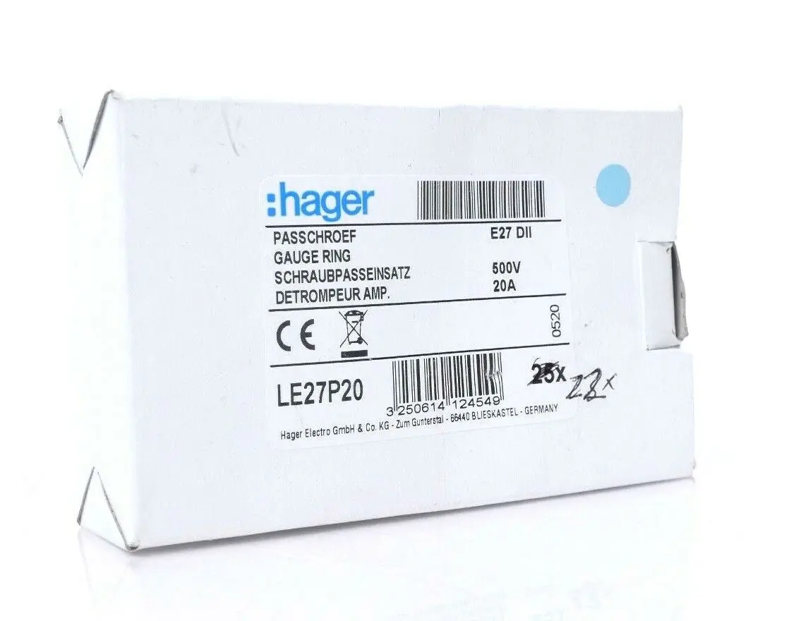 Produktfoto 1 von 22x Hager Schraubpasseinsatz DII E27 20A | LE27P20