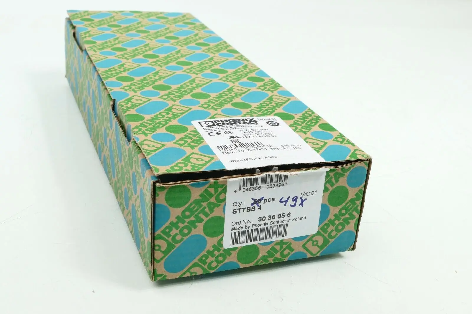 Produktfoto 1 von 49x Phoenix Contact Durchgangsreihenklemme 30 35 05 6 | STTBS 4 | 3035056