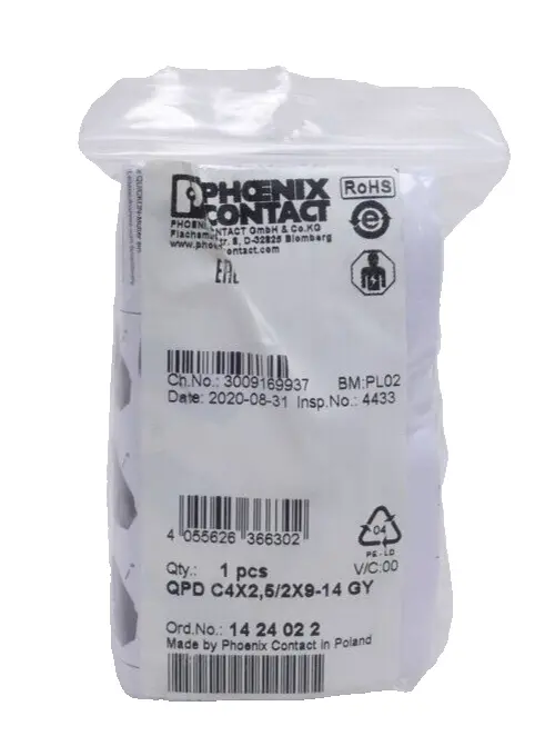 Phoenix Contact Leitungsverbinder 14 24 02 2 | QPD C4X2,5/2X9-14 GY | 1424022