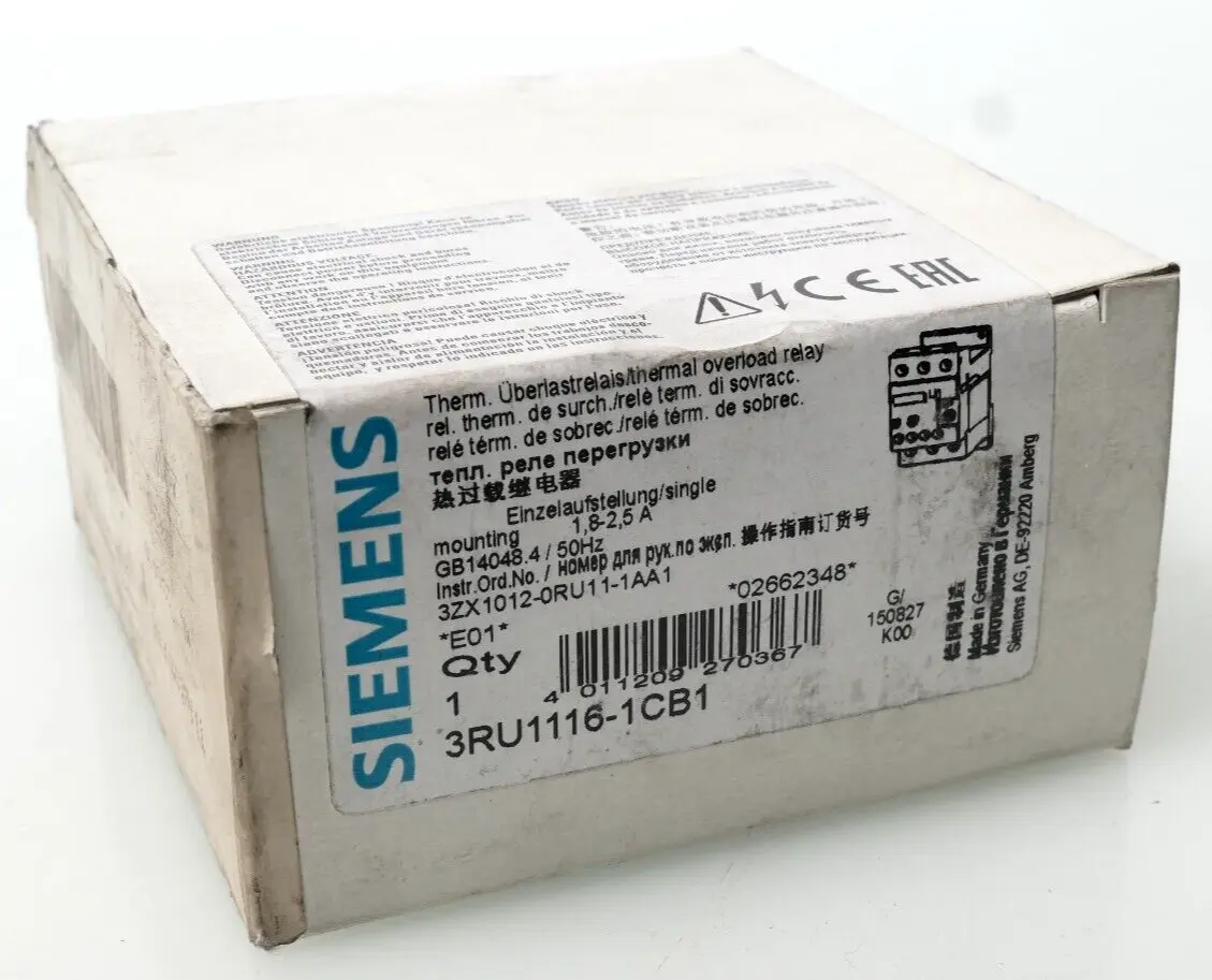 Produktfoto 1 von Siemens SIRIUS Therm. Überlastrelais 3RU1 116-1CB1 | E:01 | 3RU1116-1CB1