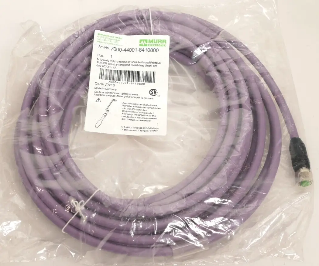 Produktfoto 1 von Murr Elektronik M12 St. 0° / M12 Bu. 0° B-kod. Kabel 8m | 7000-44001-8410800