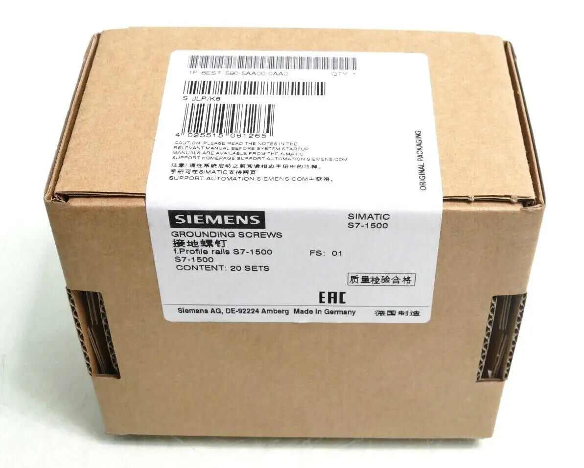 Produktfoto 1 von 20x Siemens Erdungsschraube 6ES7 590-5AA00-0AA0 | FS:01 | 6ES7590-5AA00-0AA0