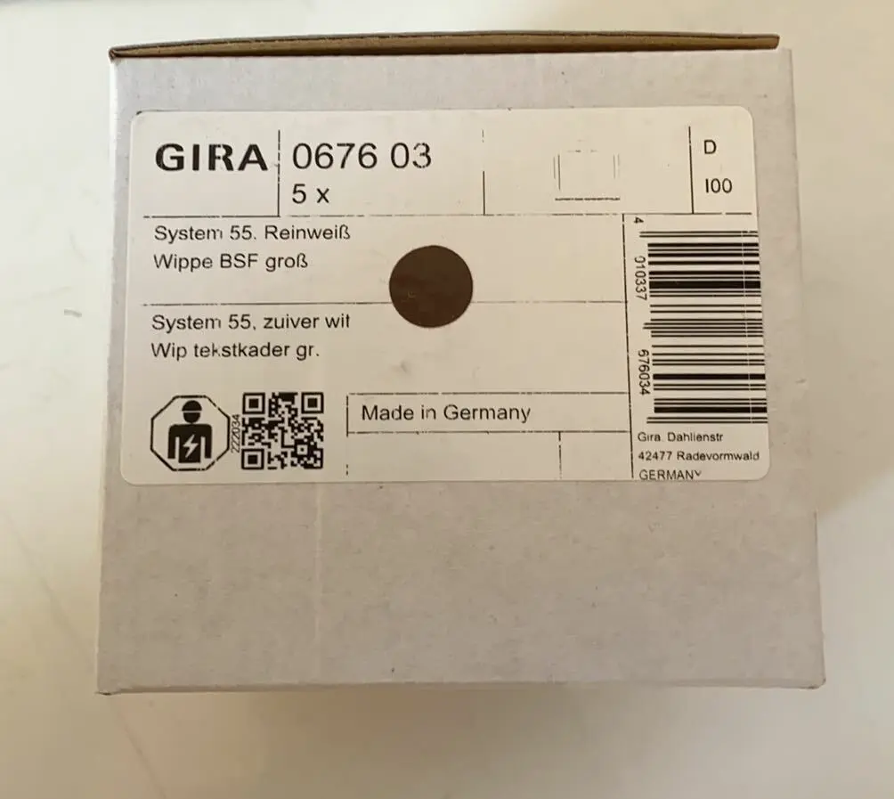5x Gira System 55 Wippe mit Schriftfeld reinweiss glänzend | 067603