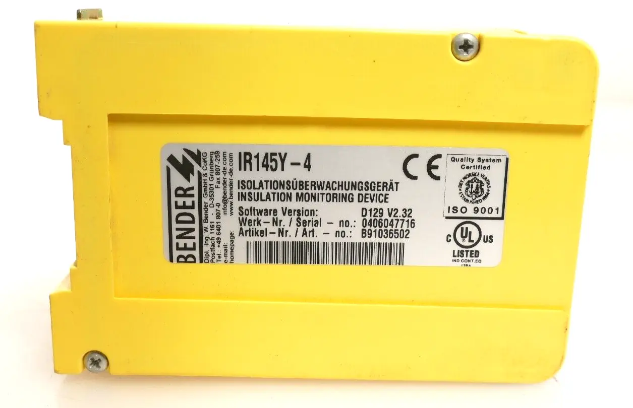 Produktfoto 1 von Bender Isolationsüberwachungsgerät IR145Y-4 | SW: D129 V2.32 | B91036502