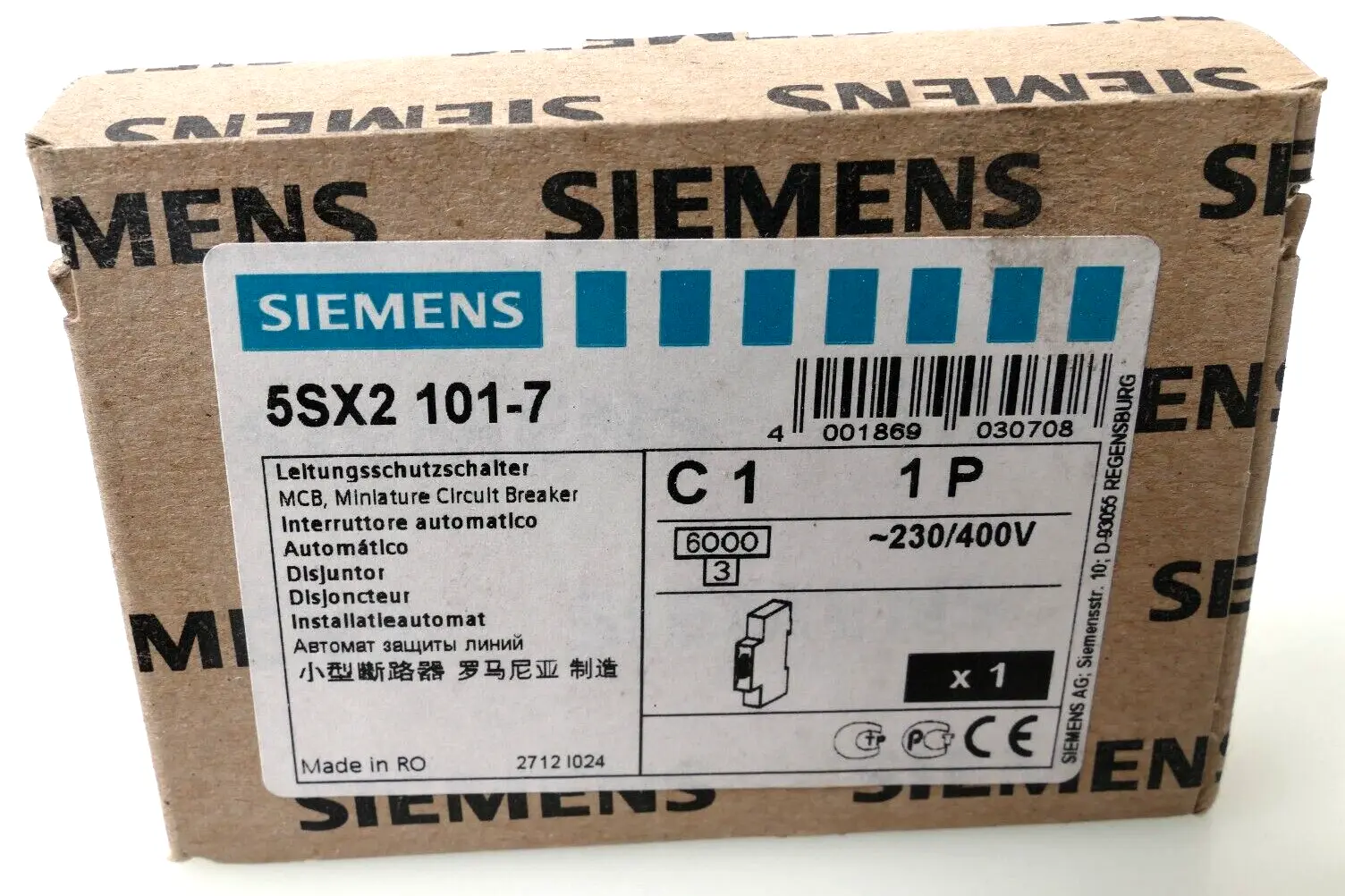 Produktfoto 1 von Siemens Leitungsschutzschalter 5SX2 101-7 | C1 | 5SX2101-7