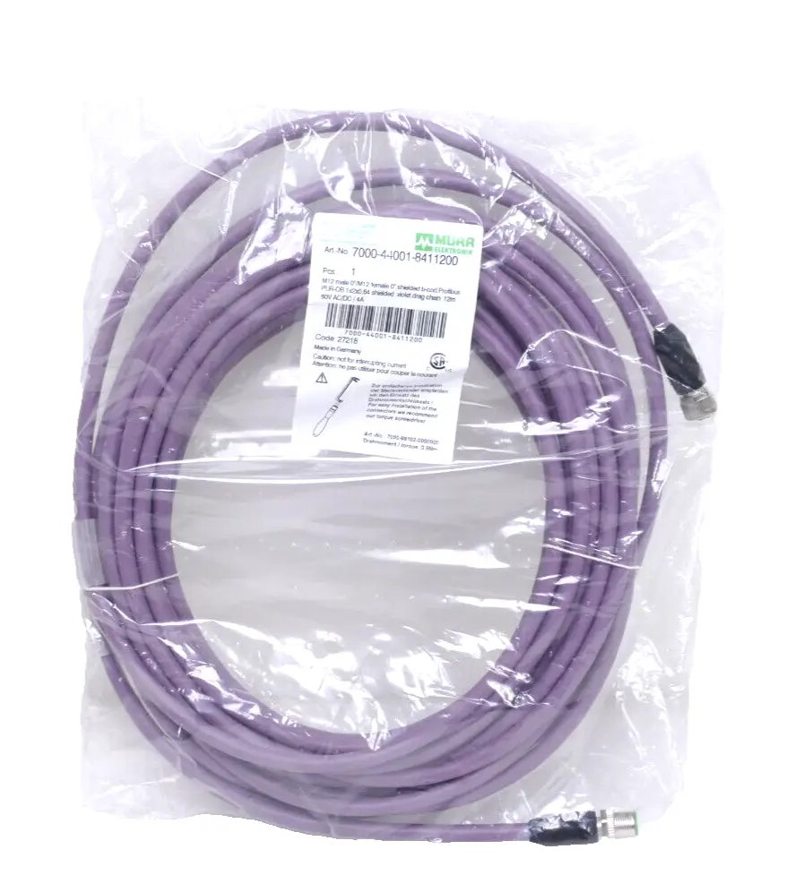 Produktfoto 1 von Murr Elektronik M12 St. 0° / M12 Bu. 0° B-kod. Kabel 12m | 7000-44001-8411200