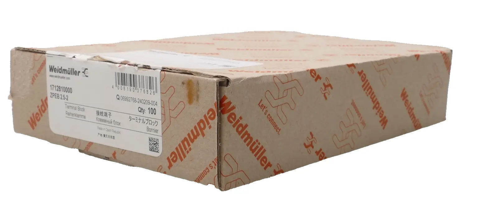 Produktfoto 1 von 100x Weidmüller Reihenklemme ZPEB 2.5-2 | 1712810000
