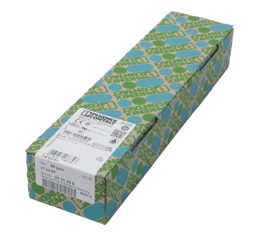 Produktfoto 1 von 50x Phoenix Contact Zugfeder-Schutzleiterklemme 30 31 23 8 | ST 2,5-PE | 3031238