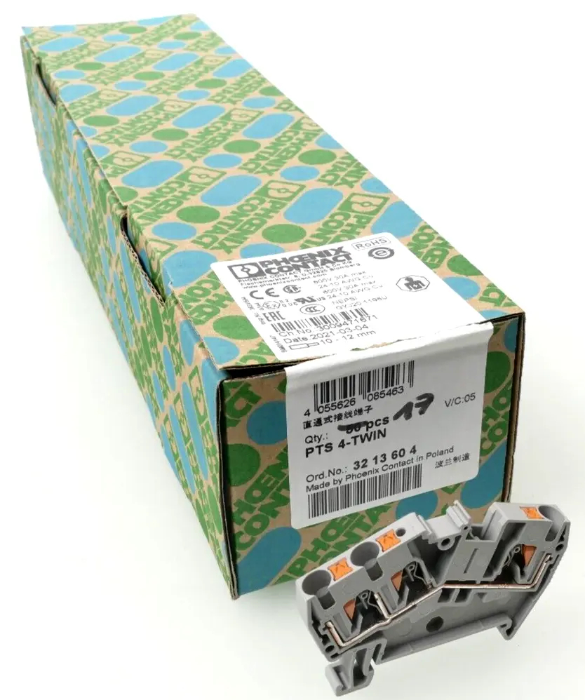 Produktfoto 1 von 17x Phoenix Contact Durchgangsklemme 32 13 60 4 | PTS 4-TWIN | 3213604