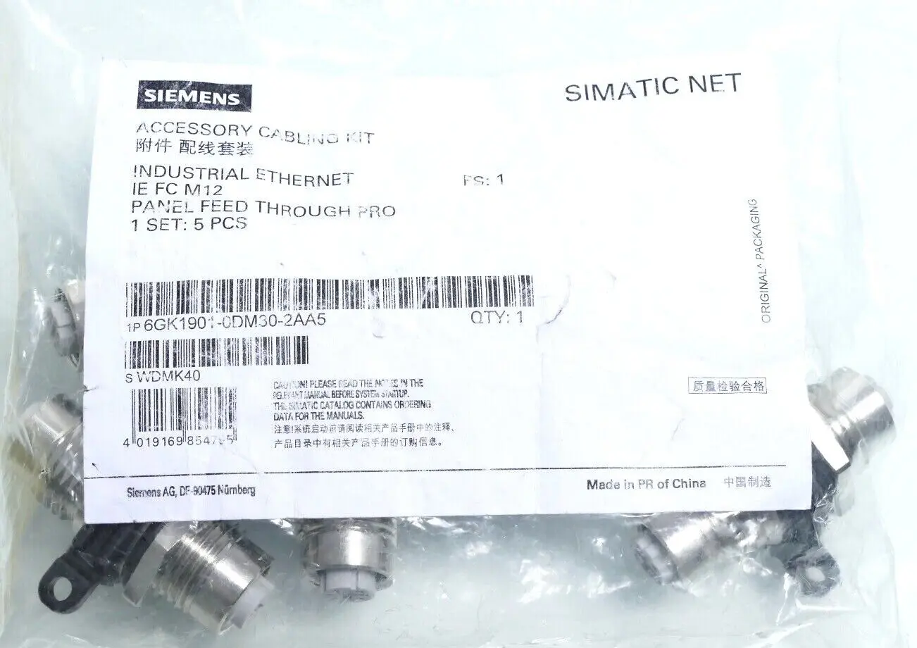 Produktfoto 1 von 5x Siemens SIMATIC NET IE M12 Panel Feedthrough PRO | FS:01 | 6GK1901-0DM30-2AA5