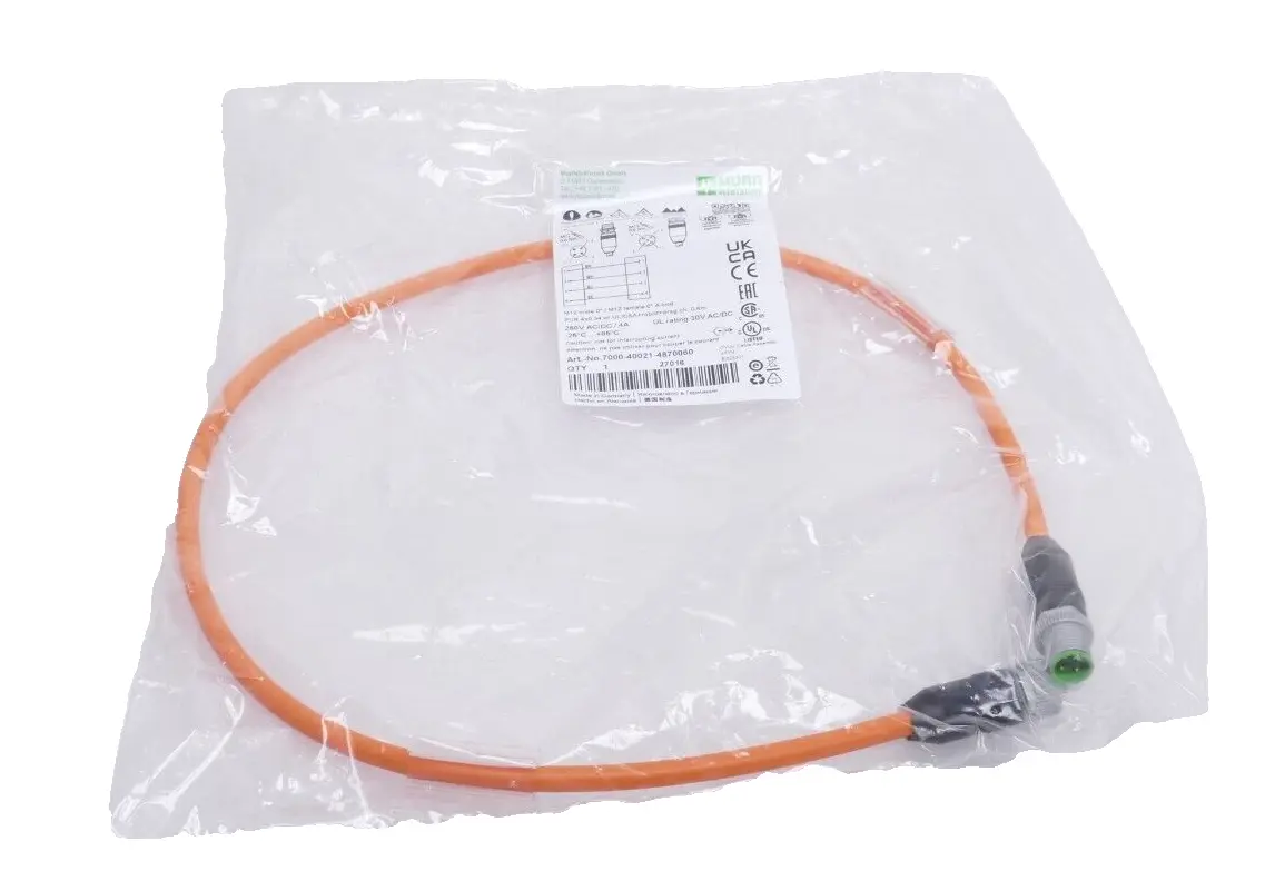Produktfoto 1 von Murr Elektronik M12 St. 0° / M12 Bu. 0° A-kod. Kabel 0.6m | 7000-40021-4870060