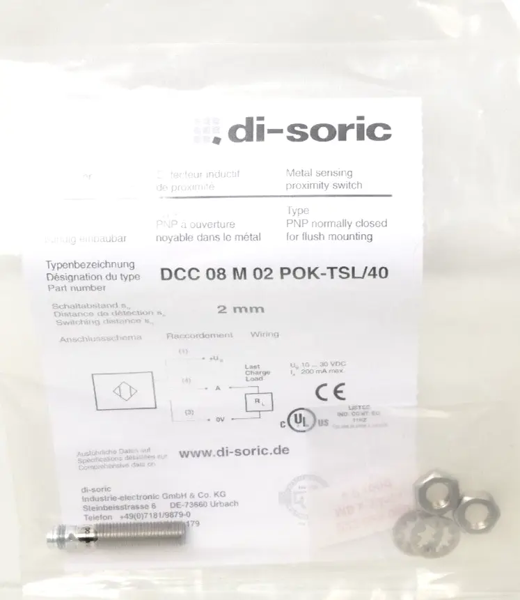 Produktfoto 1 von Di-Soric Induktiver Näherungsschalter | DCC 08 M 02 POK-TSL/40